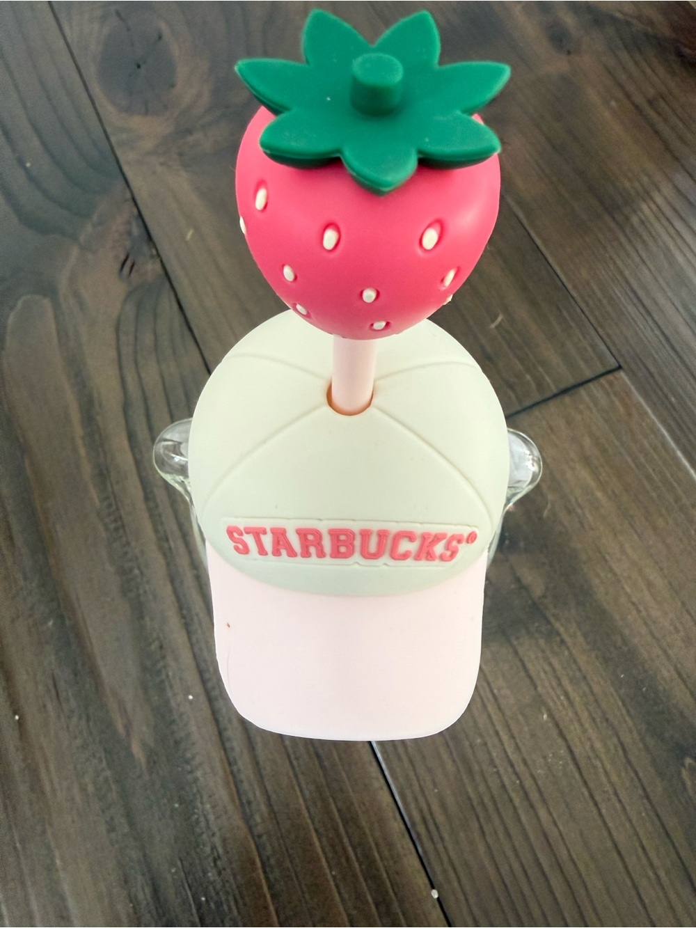 Starbucks Pink Glass Bear Drink with Strawberry Straw 2026 - Picture 2 of 6